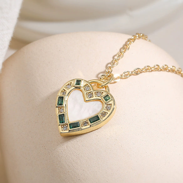 Wholesale Simple Retro Geometric Copper 18K Gold Plated Heart Pendant Necklace For Women