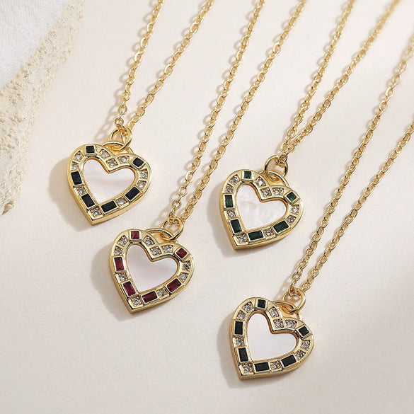 Wholesale Simple Retro Geometric Copper 18K Gold Plated Heart Pendant Necklace For Women