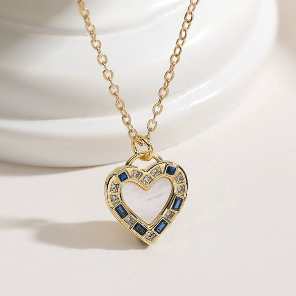 Wholesale Simple Retro Geometric Copper 18K Gold Plated Heart Pendant Necklace For Women