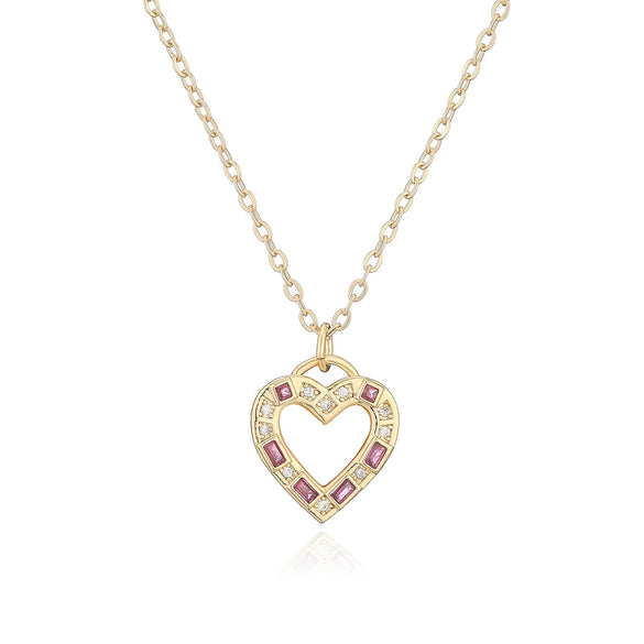 Wholesale Simple Retro Geometric Copper 18K Gold Plated Heart Pendant Necklace For Women