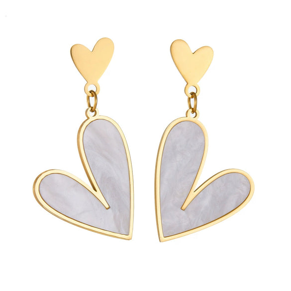 Wholesale Simple Retro Goldplated Stainless Steel Heart Pendant Earrings For Women