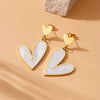 Wholesale Simple Retro Goldplated Stainless Steel Heart Pendant Earrings For Women
