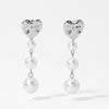 Wholesale Simple Retro Heart Shaped Pearl Tassel Earrings In Stainless Steel With Electroplating