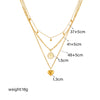 Wholesale Simple Retro Multi Layer Chain Love Round Pendant Necklace In Titanium Steel With Geometric Pattern And Electroplating