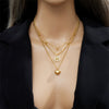 Wholesale Simple Retro Multi Layer Chain Love Round Pendant Necklace In Titanium Steel With Geometric Pattern And Electroplating