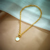 Wholesale Simple Retro Round Buckle Titanium Steel Chain Necklace With Geometric Pattern And Electroplating Treatment