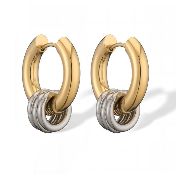 Wholesale Simple Retro Stainless Steel Geometric Earrings For Women With Gold Plated Electroplating