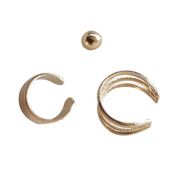Wholesale Simple Retro Style Electroplated Metal Multi Ring Ear Clip For Women