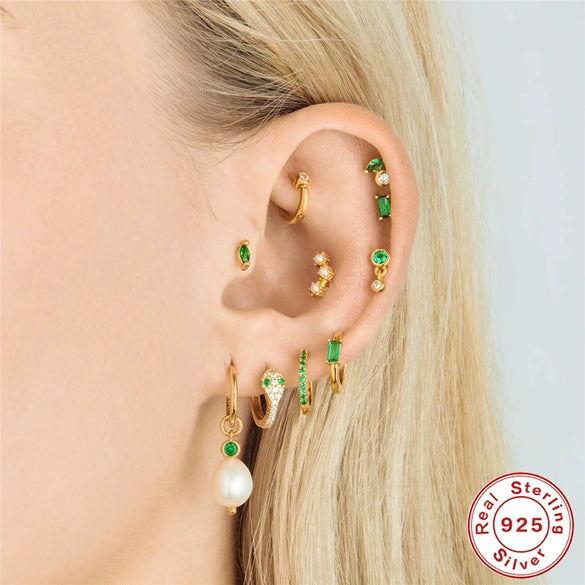 Wholesale Simple S925 Silver Geometric Light Luxury Colorful Treasure Ear Studs With Irregular Ear Buckle Electroplated