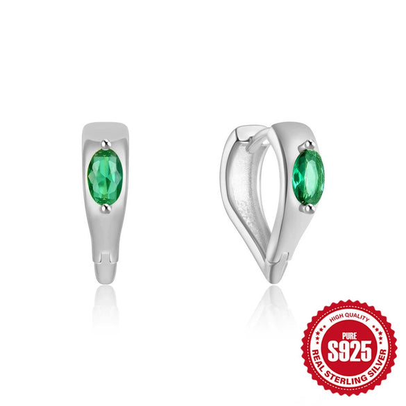 Wholesale Simple S925 Silver Geometric Light Luxury Colorful Treasure Ear Studs With Irregular Ear Buckle Electroplated