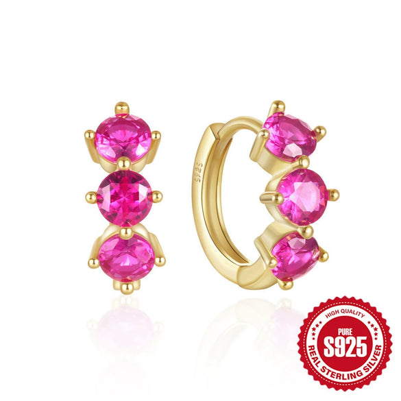 Wholesale Simple S925 Silver Geometric Light Luxury Colorful Treasure Ear Studs With Irregular Ear Buckle Electroplated