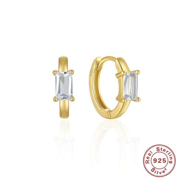 Wholesale Simple S925 Silver Geometric Light Luxury Colorful Treasure Ear Studs With Irregular Ear Buckle Electroplated
