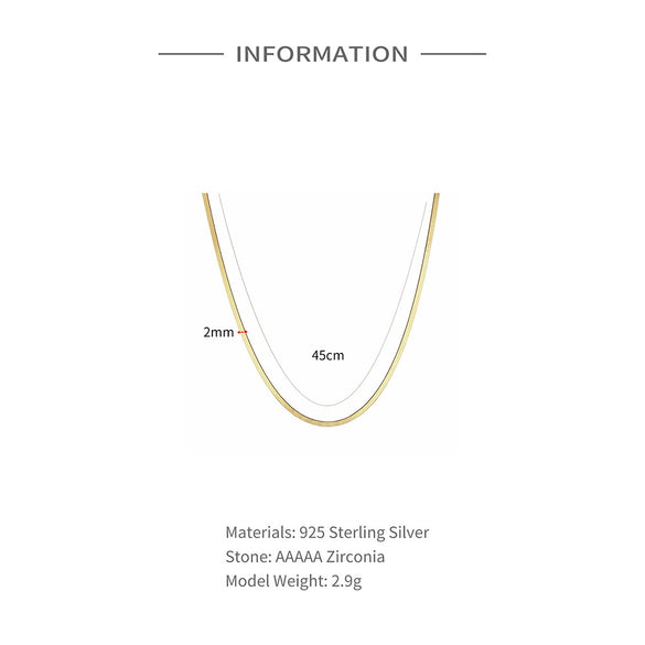 Wholesale Simple S925 Sterling Silver Flat Snake Chain Necklace With Geometric Pattern For Women Electroplated