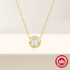 Wholesale Simple S925 Sterling Silver Geometric Round Zircon Stacked Clavicle Necklace For Women With Electroplating O Chain