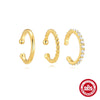 Wholesale Simple S925 Sterling Silver Geometric Triple Diamond Perforated Women's Earrings With Electroplating