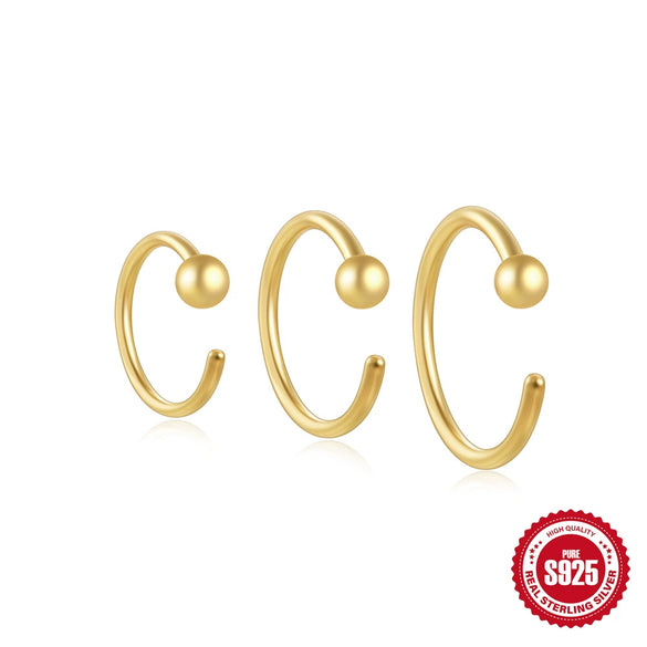 Wholesale Simple S925 Sterling Silver Geometric Triple Diamond Perforated Women's Earrings With Electroplating