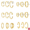 Wholesale Simple S925 Sterling Silver Geometric Triple Diamond Perforated Women's Earrings With Electroplating