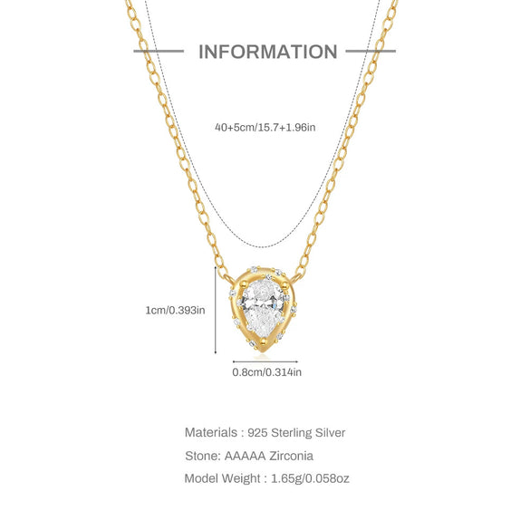 Wholesale Simple S925 Sterling Silver Geometric Water Drops Zircon Stacked Women's Clavicle Necklace With Electroplating