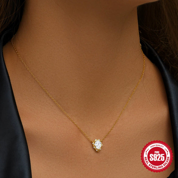 Wholesale Simple S925 Sterling Silver Geometric Water Drops Zircon Stacked Women's Clavicle Necklace With Electroplating