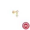 Wholesale Simple S925 Sterling Silver Personality Star Pearl Water Drop Inlaid Zircon Flat Head Thread Piercing Ear Bone Nail