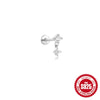 Wholesale Simple S925 Sterling Silver Personality Star Pearl Water Drop Inlaid Zircon Flat Head Thread Piercing Ear Bone Nail