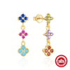 Wholesale Simple S925 Sterling Silver Petals Snowflake Four Leaf Clover Flower Pattern Drop Earrings For Women With Zircon Treatment
