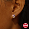 Wholesale Simple S925 Sterling Silver Square Purple Water Drops Geometric Ladies Stud Earrings With Zircon