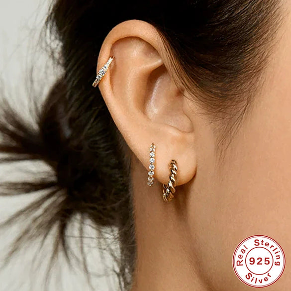 Wholesale Simple S925 Sterling Silver U Shaped Geometric Earrings With Electroplating For Women