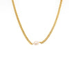 Wholesale Simple Single Pearl Titanium Steel Necklace And Earrings Set With 18K Gold Plating For Women