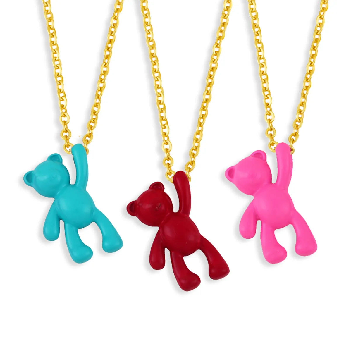 Wholesale Simple Solid Color Bear Pendant Copper Necklace Gooddiy