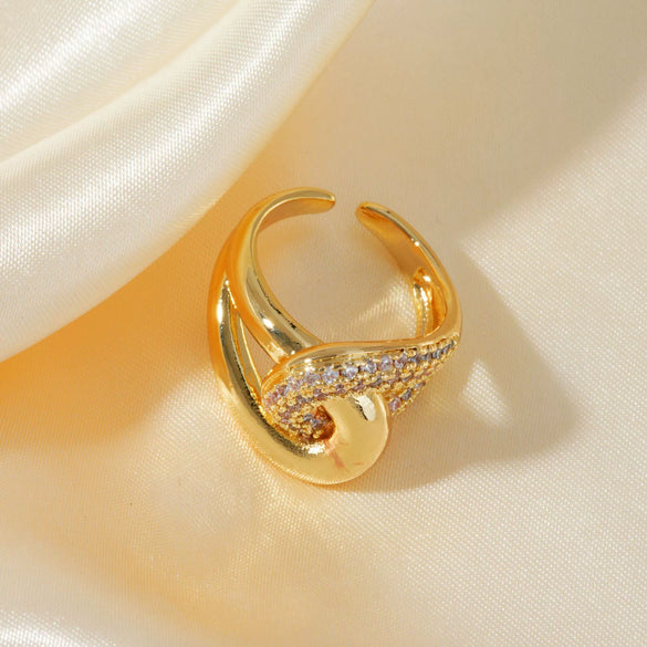 Wholesale Simple Specialshaped Multiple Open Rings Copper Inlaid With Zircon Fashion Style For Women