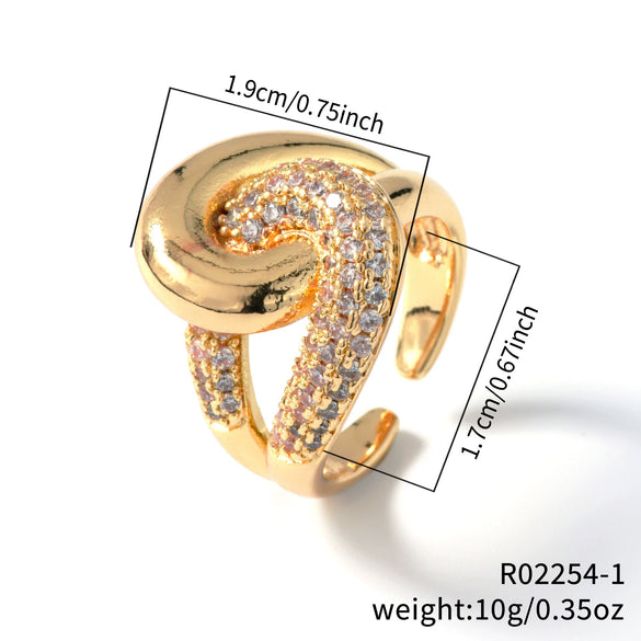 Wholesale Simple Specialshaped Multiple Open Rings Copper Inlaid With Zircon Fashion Style For Women