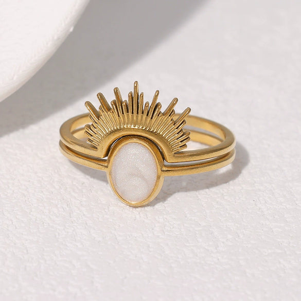 Wholesale Simple Stainless Steel Electroplated Crown Open Ring For Women