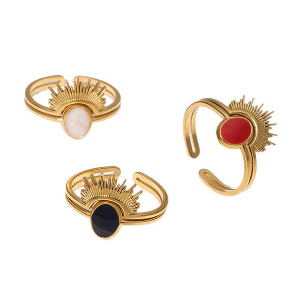 Wholesale Simple Stainless Steel Electroplated Crown Open Ring For Women