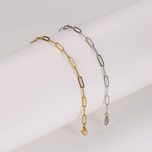Wholesale Simple Stainless Steel Electroplated 18K Gold Paper Clip Chain Foot Jewelry For Women