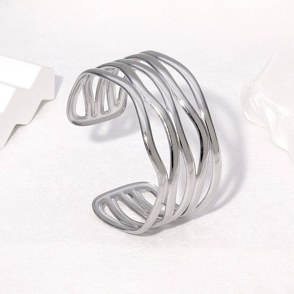Wholesale Simple Stainless Steel Electroplated Open Adjustable Bracelet