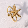 Wholesale Simple Stainless Steel Electroplated Star Pattern Starfish Opening Ring For Women