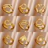 Wholesale Simple Stainless Steel Geometric Heartshaped Hollow Ring For Men And Women With Electroplating
