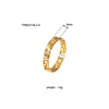 Wholesale Simple Stainless Steel Geometric Hollow Finger Ring With Great Wall Pattern Vacuum Real Gold Electroplated In Pvd Furnace Unisex