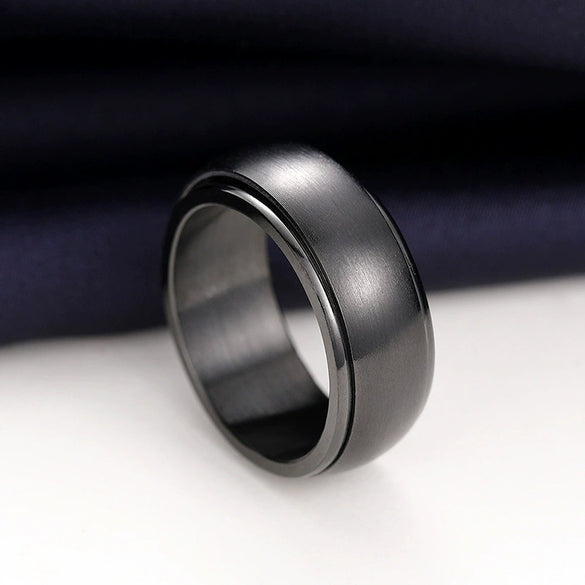 Wholesale Simple Stainless Steel Geometric Rotatable Ring Unisex Jewelry With Electroplating