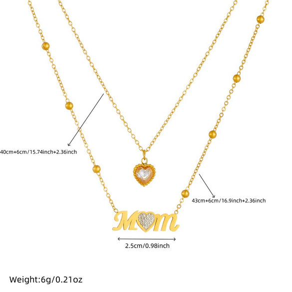 Wholesale Simple Stainless Steel Heart Shape Diamond Letters Love Accessories Chain Stacked Collarbone Necklace For Women With Electroplating