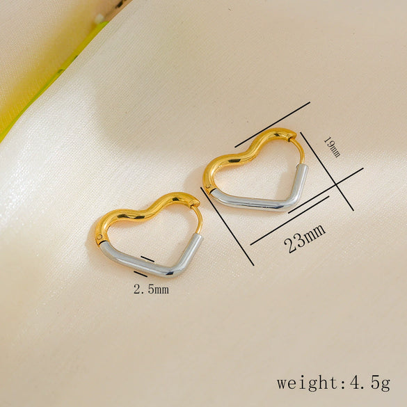 Wholesale Simple Stainless Steel Heart Shape Electroplating Women's Earrings