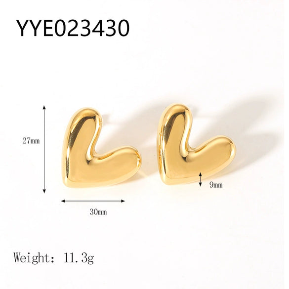 Wholesale Simple Stainless Steel Heartshaped Love Earrings For Women With 18K Gold Plated Vacuum Real Gold Electroplating In Pvd Furnace In Ins Fashion