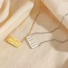 Wholesale Simple Stainless Steel 18K Gold Plated Letter Square Necklace For Women With Electroplating Process