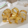 Wholesale Simple Stainless Steel 18K Gold Plated Open Wave Glossy Bracelet For Women