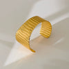 Wholesale Simple Stainless Steel 18K Gold Plated Open Wave Glossy Bracelet For Women
