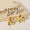 Wholesale Simple Stainless Steel 18K Gold Plated Sea Star Stud Earrings For Women Ocean Series Geometric Style Electroplated