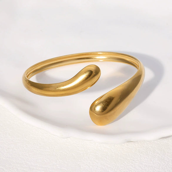 Wholesale Simple Stainless Steel Open Bracelet 18K Gold Plated Electroplated