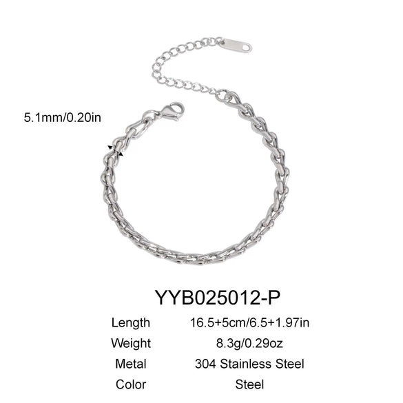 Wholesale Simple Stainless Steel Side Chain Necklace Bracelet Anklet Suit With Electric Polishing And Geometric Design