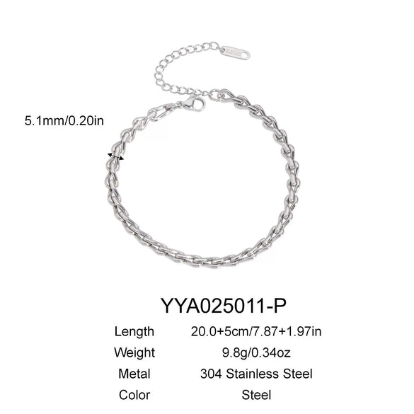 Wholesale Simple Stainless Steel Side Chain Necklace Bracelet Anklet Suit With Electric Polishing And Geometric Design
